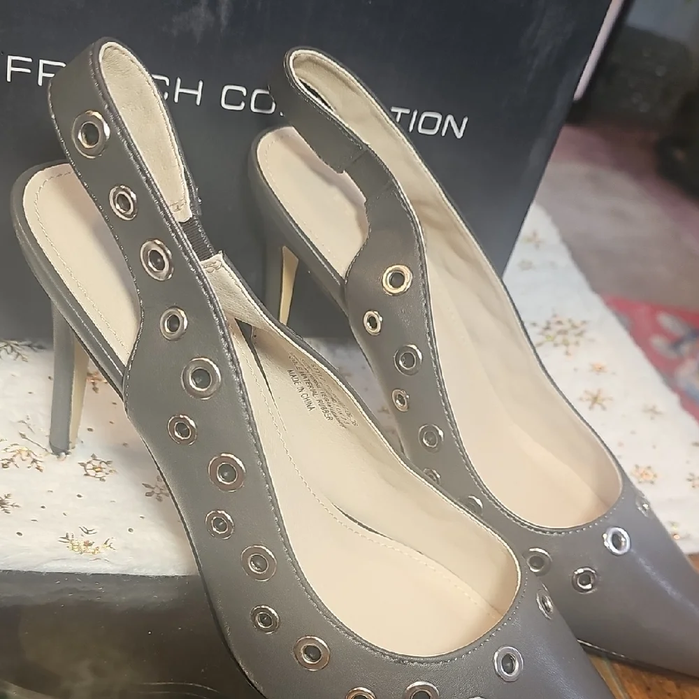 French Connection Gray Slingback Heels